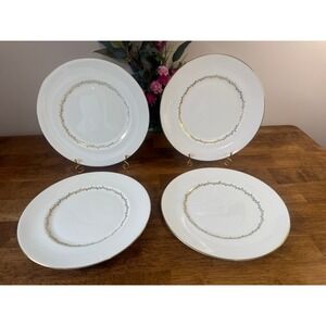 Coalport Cornet Dinner Plates Set Of 4 Gold Trim English Bone China